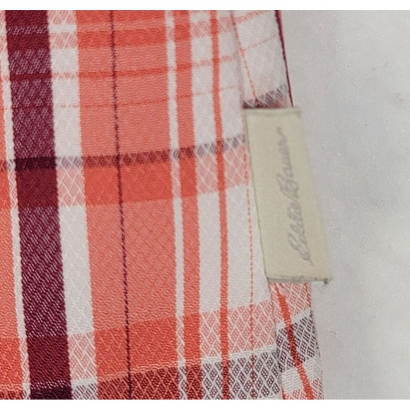 Eddie Bauer Outdoor Shirt Womens M Pink Plaid Button Roll Tab LS Gorpcore - Picture 6 of 13